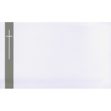 Carte remerciement décès croix catholique blanche dans bandeau gris avec ajout photo possible Decorte 6428