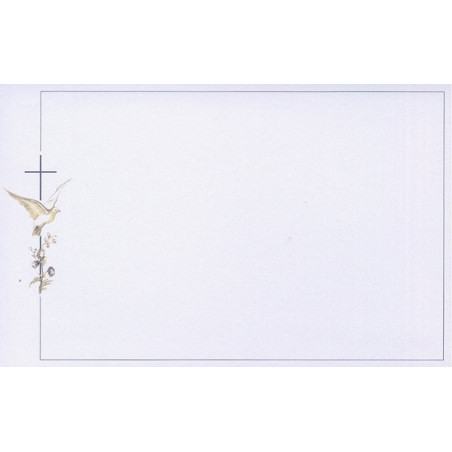 Carte remerciement décès colombe en vol croix catholique bleu nuit et fleurs des champs Decorte 6529