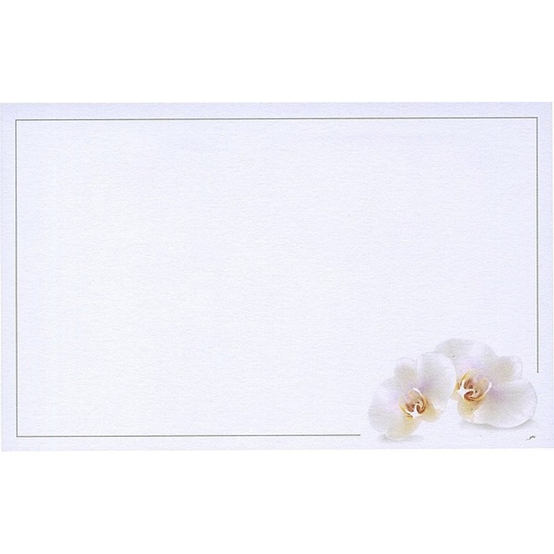 Carte remerciement décès fleurs orchidées blanches très élégantes
